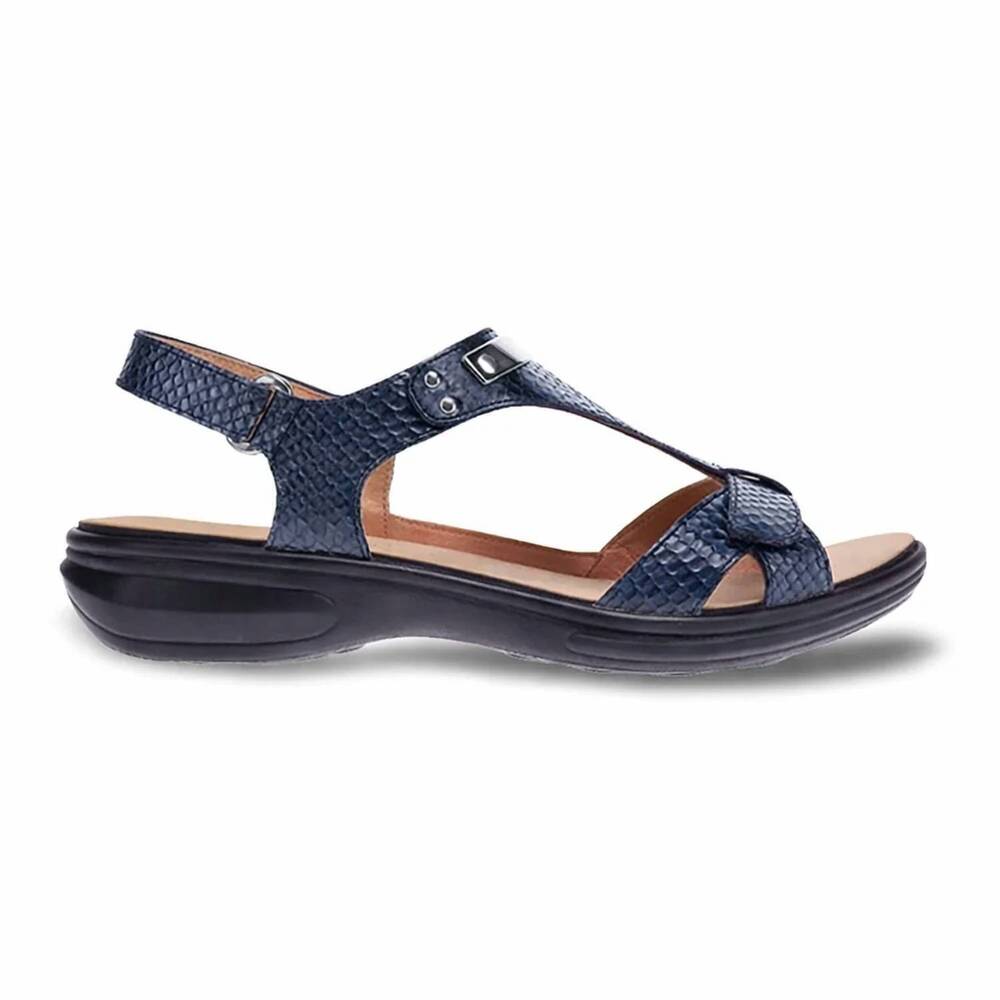 NEW REVERE women's santa monica sandal in navy snake